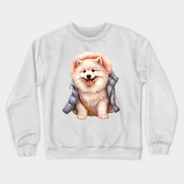 Winter Samoyed Dog Crewneck Sweatshirt by Chromatic Fusion Studio